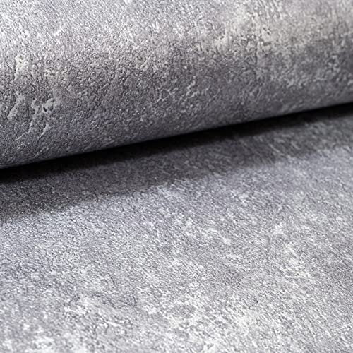 SOPHIE LAURENCE Silver Grey Metallic Wallpaper - Solid Thick Heavy Duty Designer Textured Wallpaper - Plain Shiny Modern Glitter Marble Effect