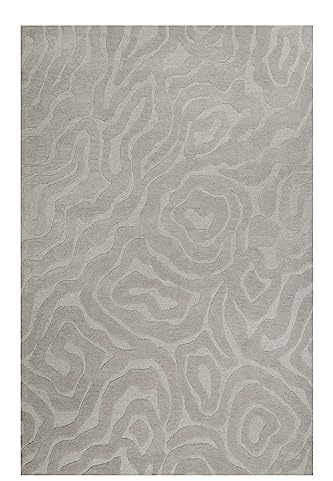 Wecon Home Moderner, nachhaltiger Kurzflor Teppich der Marke Esprit mit dezentem Design für Wohnzimmer, Schlafzimmer und Kinderzimmer – Bay Edition (140 x 200 cm, grau)
