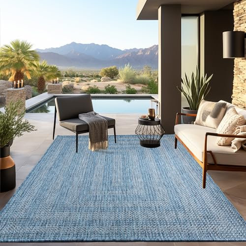 Einfarbiger Outdoor Teppich Läufer Flur Balkon Terrasse Teppich Küche Esszimmer Wetterfest Camping Carpet Soft und Weich Farbe: Blau, 80 x 150 cm
