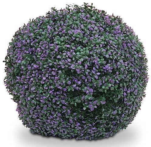 Mendler Künstlicher Busch HWC-L77 Outdoor Ø 55cm - lila | Buchskugel, Dekopflanze, Buchsbaumkugel, Kunstpflanze, Buxus