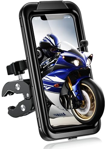 TEUEN Porta Cellulare Bici Impermeabile Universale Porta Cellulare Moto 360°Rotazione Face/Touch ID&Aggiornamento Base Senza Utensili Portacellulare per Bicicletta Compatibile con 4.0-6.8 Smartphone