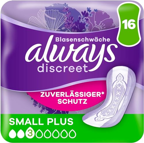 Always Discreet Inkontinenzeinlagen Für Frauen Small Plus 16 Stück Rundumschutz Unglaubliche Diskretion