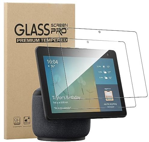 MEMELOKA Schutzfolie für Echo Show 10 (3. Generation) 2023 10.1 Zoll, 2 Stück [Hohe Empfindlichkeit][Anti-Bläschen][Anti-Fingerabdruck] 9H Härte Anti-Kratzen Gehärtetes Glas Displayschutz