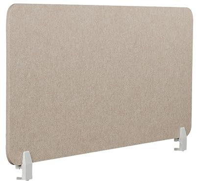 Panneau Séparateur de Bureau Acoustique et Visuel 130 x 50 cm en Polyester et Matériau Synthétique Beige Split
