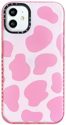 Abbery für iPhone 11 Hülle Rosa Kuh Muster Kuhflecken Durchsichtig Druck Weiche klare Transparent mit Design Silikon Stoßfest Gummi Süß Schutzhülle Kratzfest Frauen Mädchen