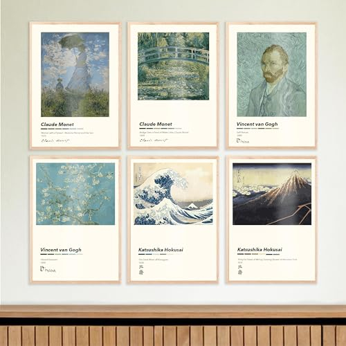 6 X Premium Künstler-Poster-Set | 29,7 x 21cm | DIN-A4 | Kunstdruck, Vintage Wandkunst, Abstrakte Plakate für Wand im Wohnzimmer, Schlafzimmer | Aesthetic, Minimal Wandbilder | 240g/m2 | OHNE RAHMEN