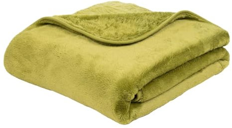 liebling Kuscheldecke Cashmere Feeling 220 x 240 cm, Limone, Premium Sofa Decke, Dicke warme Wohndecke, 500 gr. / m²