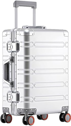 Hartschalenkoffer, Trolley-Koffer, Aluminium-Magnesium-Legierung, Universalrad, Aluminiumlegierung, Gepäck, Metallbox, Passwortboarding, Hartschalenkoffer, einfarbig, Einheitsgröße