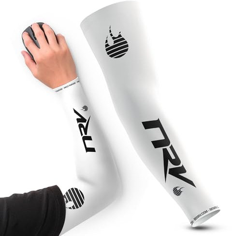 NRV Manchette de Compression Gaming Esport (Edition Performance) – Optimisez Votre Jeu avec Confort et Style – Conçu par des Joueurs Professionnels – Durable, Respirant et Sans Friction (Blanc, 2XL)