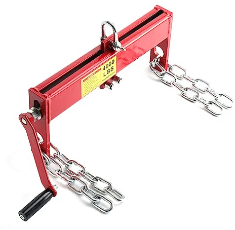 CDZHLTG Heavy Duty Balancierer Positionierer für Motorkran Werkstattkran Hebekran Traverse Kran Werkstatt mit verstellbarem Handkurbel & 2 Ketten, 2 Ton / 4000lbs Kapazität, Rot