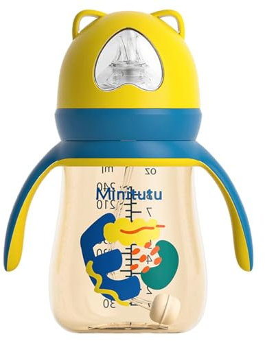 Biberon d'allaitement, biberons pour nouveau-né - Bouteilles de nouveau-né de dessin animé,Biberon Anti-colique à tétine souple de 300ml, biberon à col large facile à nettoyer pour les bébés allaités