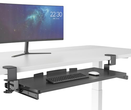 hjh OFFICE Ausziehbare Tastaturablage VM-KB Ergonomische Tastaturhalterungfür Keyboard und Maus, Einfache Montage, Schreibtisch Zubehör Tastaturauszug Schwarz