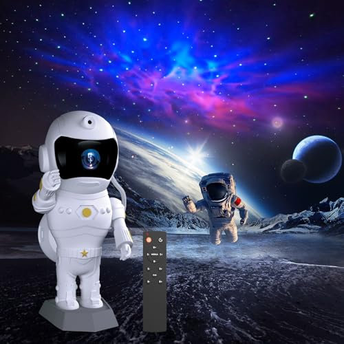 SZPACMATE Astronaut Projektor,LED Sternenhimmel Projektor für Kinder mit Timer,Fernbedienung,Galaxy Star Projektor,Planetarium Nachtlicht für Schlafzimmer,Perfekt Geschenk für Kinder und Erwachsene