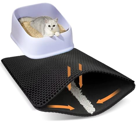 Cat Litter Mat, 40x50cm Litter Tray Mat, Litter Mat, Waterproof Double Layer Honeycomb Design Cat Litter Mat Litter Trapping Mat, Cat Litter Tray Mat, Cat Mat for Litter Tray, Cat Litter Mats