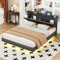 KEYIDE Polsterbett 160x200 cm mit LED-Beleuchtung und Aufladen USB, Doppelbett mit Stauraum Kopfteil und Lattenrost, Jugendbett Stauraumbett Bettgestell, Leinen, ohne Matratze (Grau, 160x200 cm)
