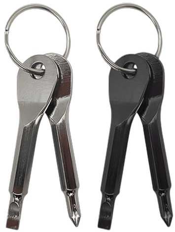 Pocket Screwdriver Set (Pack of 2) - EDC Keychain - Portable Repair Tool for Small Projects, Furniture - Compact & Ergonomic Flat Head & Phillips Key Screwdriver - 2 Colors