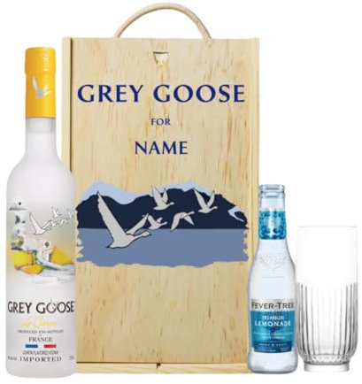 Personalised Grey Goose Le Citron Lemon Vodka Gift Set with Lemonade & Rocks Glass (70cl)