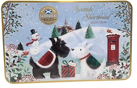Scottish Shortbread Fingers in Festive 200g Christmas Scene Gift boxAssorted Shortbread Biscuit Set Ideal Christmas Treat Comes in assorted Scene box(Style 2- Dogs Snowman Scene box)