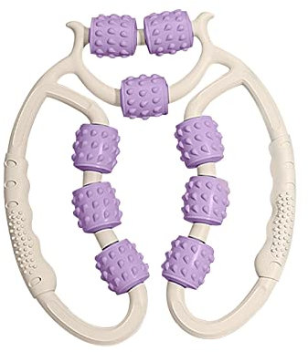 FashionCha pour Les Jambes Outil de Massage à Main 9 Roues Rouleau En Mousse Rouleau de Cellulite pour Les Jambes Tennis Coude Coude Mollet Musculation, Violet