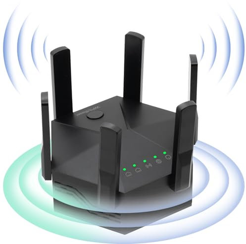 Répéteur WiFi, Amplificateur de Signal Domestique WiFi Extender avec Double Bande 1200mbps, répéteur WiFi avec Port Ethernet pour Une Couverture allant jusqu'à(Noir)