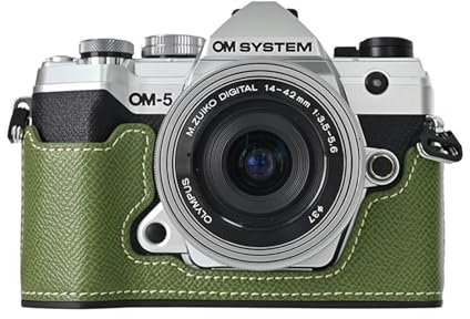 Rieibi PU Leather Half Case for Olympus OM-5/Olympus OM-D E-M5 Mark III Camera Case, Protective Case for Olympus OM System OM-5/E-M5 Mark III Case