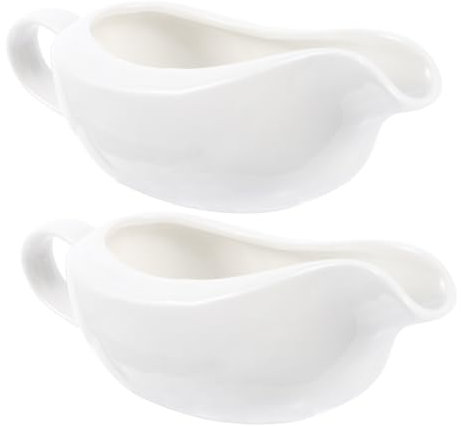 DECHOUS Porzellan Sauceboot 130ml Weißes Saucieren Set Hochwertige Bratensoße Schalen Ideal Für Tischgedeck Perfekt Für Soßen Und Dressings