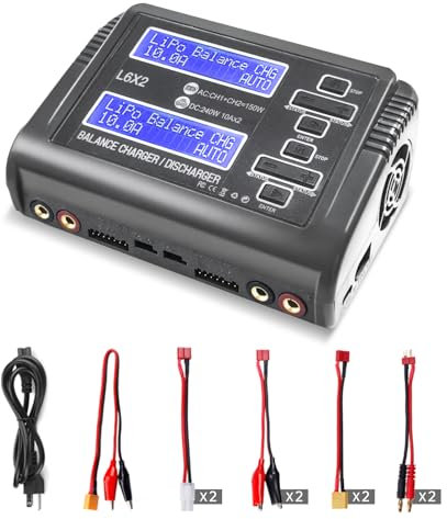 LiPo Battery Charger Dual RC Battery Charger Discharger 240W 10A for 1-6S LiPo LiHV Li-ion Life 1-15S NiCD NiMH PB Smart Batteries, Dual Channel Fast Balance Charger, RC Car Drone Boat
