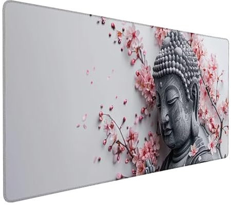 Mouse Mat Zen Mouse Pad 1200x600x3mm Gaming Mouse Pad Cherry Blossoms Extended Desk Mat, Keyboard Mat With Anti-Slip Base, Stitched Edges Mousepad, Water Resist Surface for Office & Home Gifts LX-553