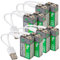 tka Köbele Akkutechnik Block-Batterien: 8er-Set Li-Ion-Akkus Typ 9-V-Block mit USB-C, 340 mAh, 3.060 mWh (9V Block Batterie Akkus, wiederaufladbare Batterien USB, Spielzeug)