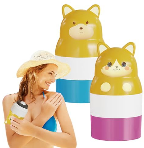 NAVESO Sonnencreme Applikator Kind, 2 Stück Sonnencreme Roller Auffüllbar, Sonnencreme Applikator Nachfüllbar für Körperlotion & Lotion, Tragbares Sonnenschutz Applikator für Kinder Erwachsene Reisen