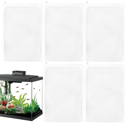 Filterbeutel für Aquarien, 5 x feinmaschige Filtermedien für Aquarien, Süß- und Salzwasser-Wasseraufbereitungszubehör, Reißverschluss für Zeolith, Torf