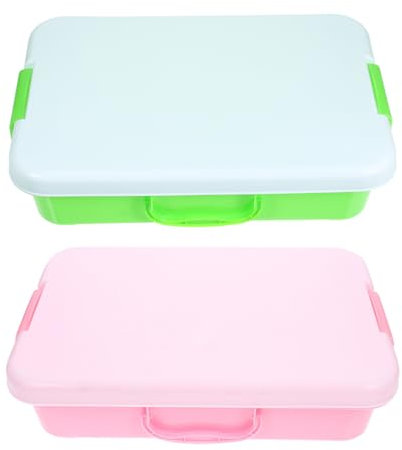 Vaguelly 2pcs Play Tray with Lid: Portable Sensory Bin - Sandbox for Kids - Stackable Plastic Storage Containers - Organizers for Toys Sand Arts Crafts