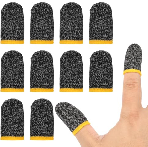 PATIKIL 48 Stück Gaming Finger Sleeve Controller Finger Thumb Sleeve Mobile Fingersleeves Gaming Fiber Tip Gloves Anti-Sweat Atmungsaktiv für Phone Game Touchscreen Geräte Schwarz/Gelb