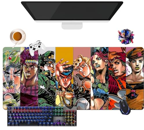 Mauspad Anime JoJo's Bizarre Adventure | extra großes wasserdichtes Mauspad | rutschfeste Gummibasis für PC, Laptop, Sport (10,2 x 39,4 x 39,7 x 0,12 cm)