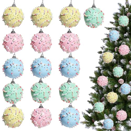16 Stück Macarons Weihnachtskugeln Kunststoff Ornament 6 cm Schaumstoff Weihnachtskugeln Pastell Weihnachtsbaumkugeln Mini Christbaumkugeln Weihnachtsbaumschmuck für Weihnachtsbaum Hochzeit Party