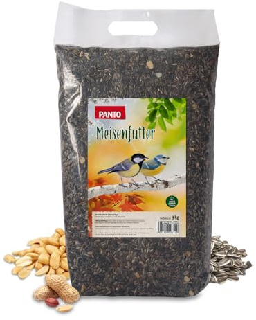 PANTO Meisenfutter – 9 kg Wildvogelfutter ganzjährig, Körnermischung für Wildvögel ohne Weizen, Hafer & Gerste, Vogelstreufutter für Meisen und andere Körnerfresser