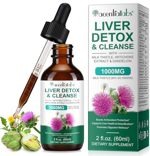 Mariendistel Artischocke Löwenzahn Komplex Tropfen 60ml, Leber Komplex - Unterstützen die Leberreinigung und -entgiftung, Hochdosiert mit 80% Silymarin