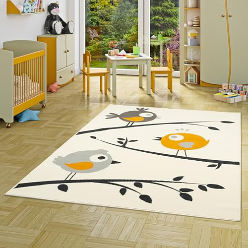 Pergamon Kinderteppich Trendline Vögel Creme Gelb in 5 Größen