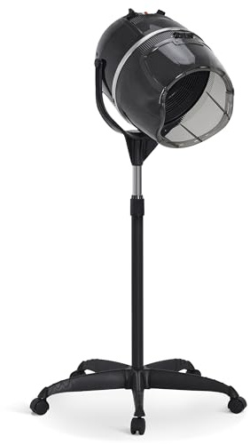 BarberPub 1300W Hooded Hair Bonnet Dryer with Stand, Height Adjustable Floor Standing Rolling Base, Beauty Salon Equipment with 360° Rotation VHD08 (All Black)