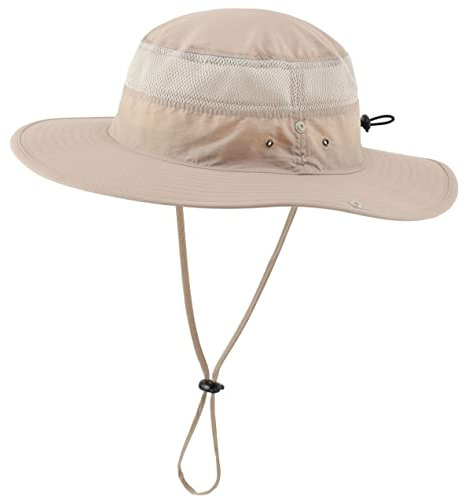 Magracy Unisex Outdoor Mesh Bucket Hat Sommer breite Krempe UV Schutz Hut Fischerhut Gr. Einheitsgröße, Hellkhaki