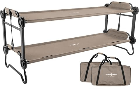 Disc-O-Bed Large Portable Bunk Camping Cots with Carry Bags - Heavy-Duty Indoor or Outdoor Sleeping System, Converts to Bench or Separate Beds, 500 lb Weight Capacity Per Cot