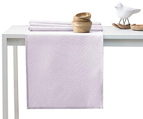 AmeliaHome Tischläufer 30x100 cm Lotuseffekt Wasserabweisend Blätter Flieder Gaia