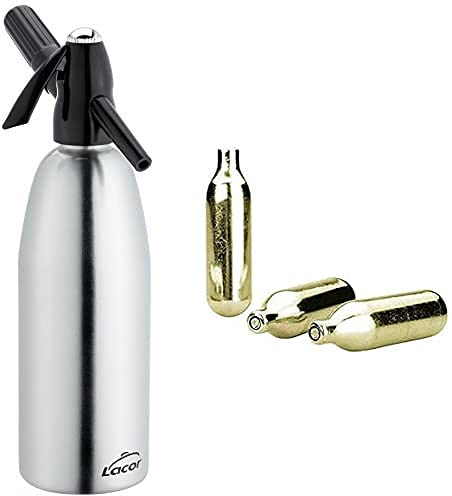 LACOR - 68601 - Botella Para Sifón Co2 1 Litro + 68602 - Cargas Para Sifón Co2, 10 Piezas