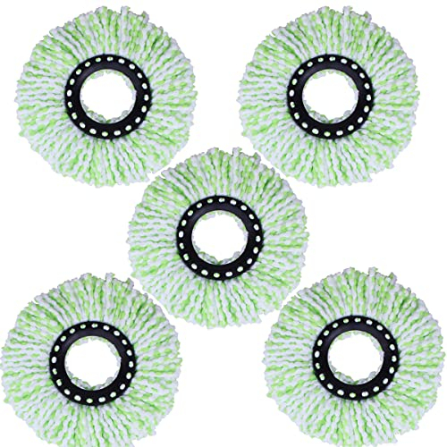 Repuesto de Cabezal de Fregona Microfibra Fregonas de Repuesto,Suuwwn 360 Rotación Spin Mop Cabezal de Recambio Cabezal de Recambio para Mopa Fregona Giratoria Cabezal Reemplazo de los Cabezales 5pcs