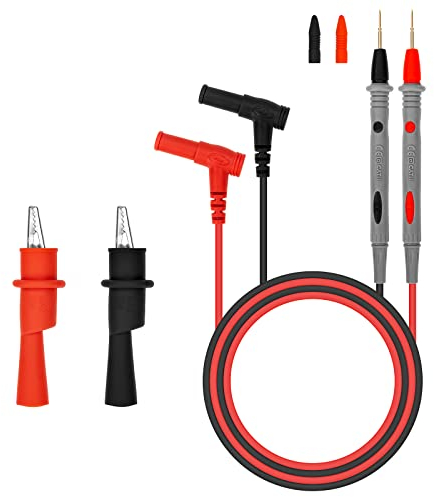 Puntali da Test per Multimetro con Pinze a Coccodrillo Sonda di Prova per Multimetro Cavi di Misura Multimetro per Elettrico Test Circuito Tensione