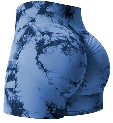 Yiifit Damen Nahtlose Scrunch Lächeln Kontur Yoga Laufen Sport aktiv Übung Fitness-Shorts Dunkelblau X-Large