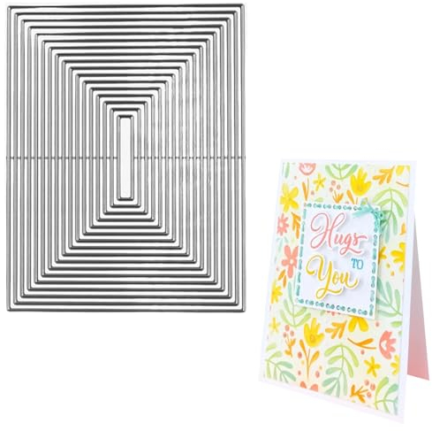 Irikdescia® Stanzschablone Rechtecke, Rectangles Cutting Dies, Schablonen Papier Basteln für Weihnachtskarte, DIY Scrapbooking, Fotoalbum Dekoration, Karte, Geschenk, Dankeskarten
