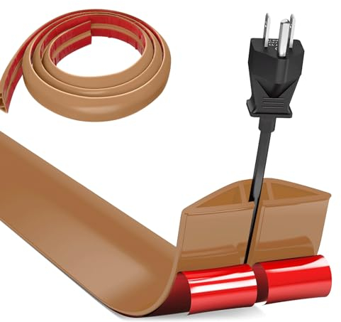 Flexibler Klein Kabelkanal Kabelbrücke Boden, Fussboden Kabelkanal, 1m x3cm Schlauchbrücke Boden Kabelabdeckung,Kabelkanal Boden Flach Kabelschutz für Büros,Wohnungen,Lagerhallen,Hotels,usw(Hellbraun)