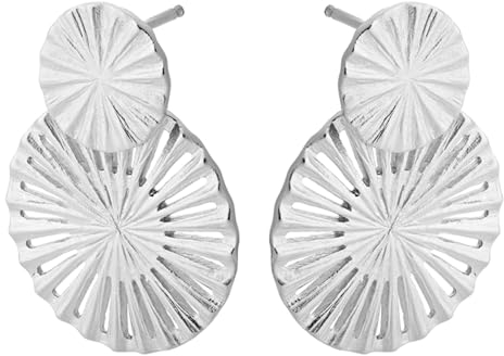Pernille Corydon Ohrstecker Damen Silber Small Starlight Earrings/Ohrringe 925 Silber 2 Kreise Sonne Stern - 20mm - E378s