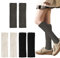 NAMIS 3 Paar Stulpen Damen Schwarz Weiß Grau Langer Beinwärmer Frauen, Winter Beinstulpen Damen 45cm Stricken Legwarmers für Winterwärmer, Geeignet für alle Frauenbeintypen